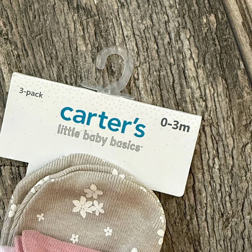 Carter's Baby girl 3-Pack Scratch Mittens (0-3 MONTHS) cotton pink new